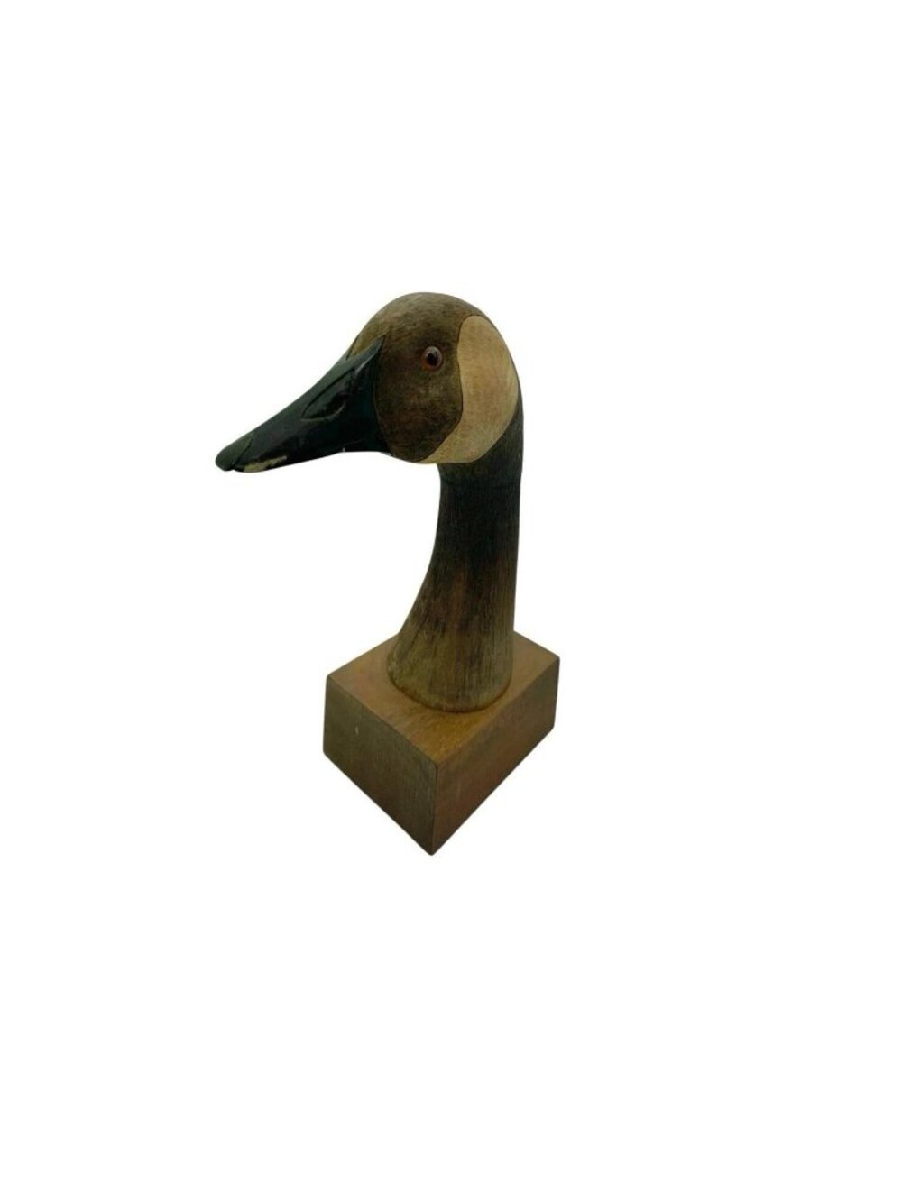 Goose Bust Carved Wood Sculpture Signed V. Schoonover Canada Vintage Art Decor